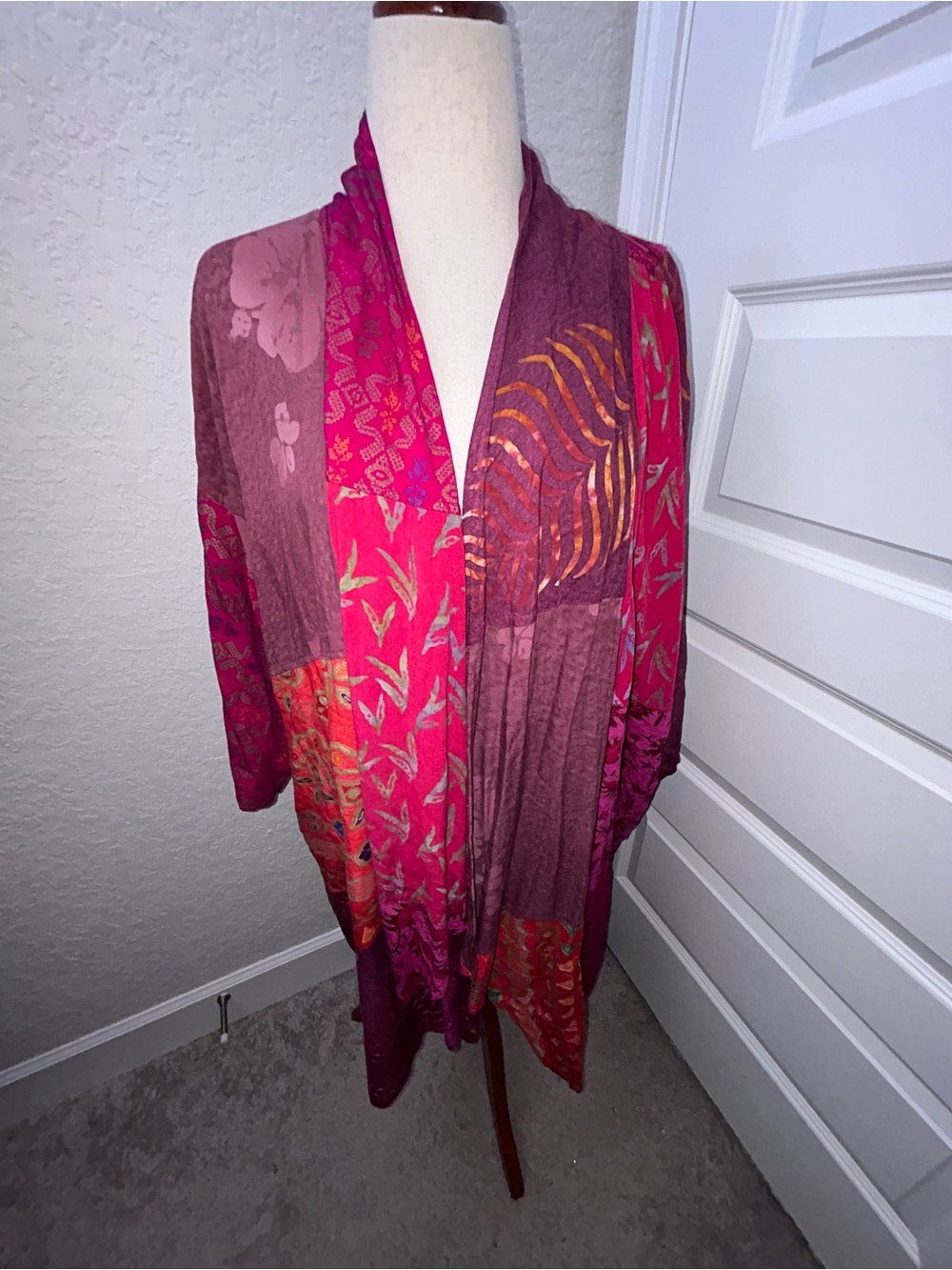 WILD THING WILD WOMAN Open Front Patchwork Mix Print Lagenlook Statement Kimono